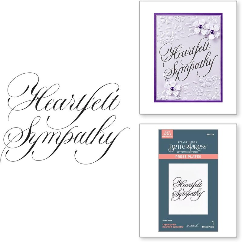 Spellbinders Copperplate Heartfelt Sympathy Press Plates, Metal - Image 1
